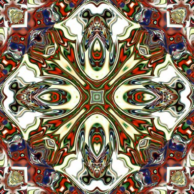 Benzersiz mandala, Oriental yuvarlak desen, mistik motifi, egzotik arka plan. Fantastik fraktal tasarım, geometrik doku parlayan renkli dijital sanat.