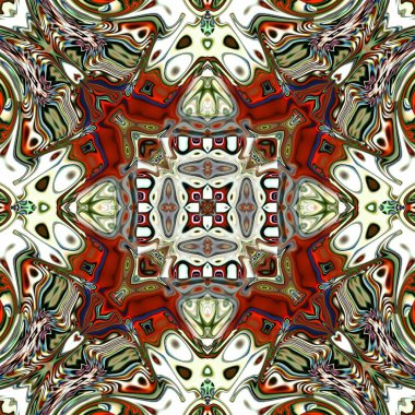 Benzersiz mandala, Oriental yuvarlak desen, mistik motifi, egzotik arka plan. Fantastik fraktal tasarım, geometrik doku parlayan renkli dijital sanat.