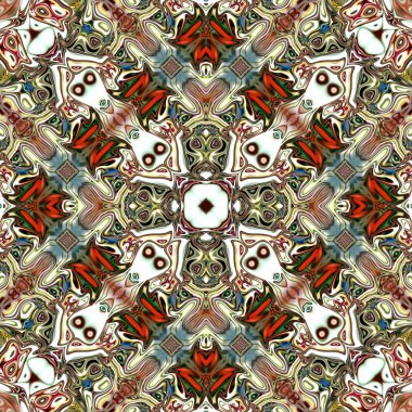 Benzersiz mandala, Oriental yuvarlak desen, mistik motifi, egzotik arka plan. Fantastik fraktal tasarım, geometrik doku parlayan renkli dijital sanat.