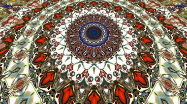 Benzersiz mandala, Oriental yuvarlak desen, mistik motifi, egzotik arka plan. Fantastik fraktal tasarım, geometrik doku parlayan renkli dijital sanat.