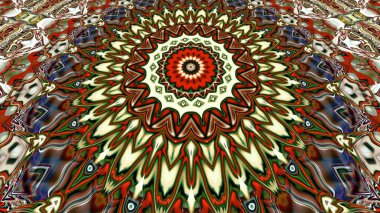 Benzersiz mandala, Oriental yuvarlak desen, mistik motifi, egzotik arka plan. Fantastik fraktal tasarım, geometrik doku parlayan renkli dijital sanat.