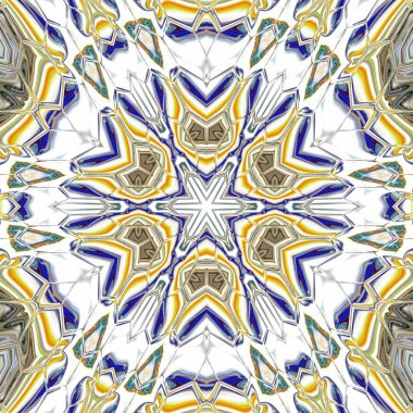 Benzersiz mandala, Oriental yuvarlak desen, mistik motifi, egzotik arka plan. Fantastik fraktal tasarım, geometrik doku parlayan renkli dijital sanat.