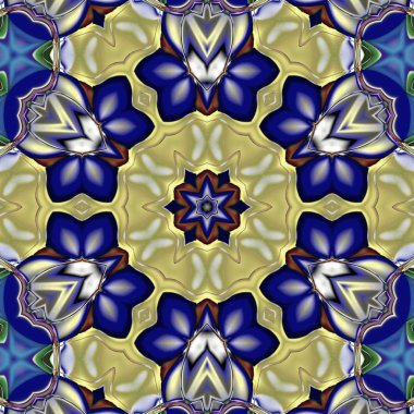 Benzersiz mandala, Oriental yuvarlak desen, mistik motifi, egzotik arka plan. Fantastik fraktal tasarım, geometrik doku parlayan renkli dijital sanat.