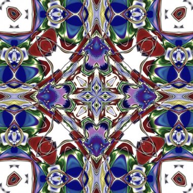 Benzersiz mandala, Oriental yuvarlak desen, mistik motifi, egzotik arka plan. Fantastik fraktal tasarım, geometrik doku parlayan renkli dijital sanat.