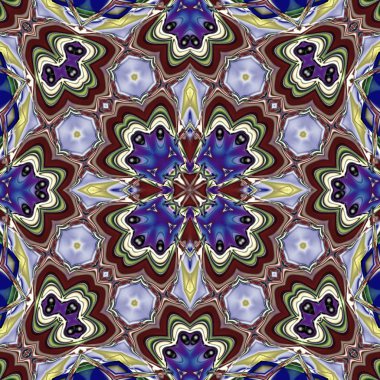 Benzersiz mandala, Oriental yuvarlak desen, mistik motifi, egzotik arka plan. Fantastik fraktal tasarım, geometrik doku parlayan renkli dijital sanat.