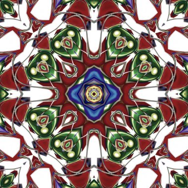 Benzersiz mandala, Oriental yuvarlak desen, mistik motifi, egzotik arka plan. Fantastik fraktal tasarım, geometrik doku parlayan renkli dijital sanat.