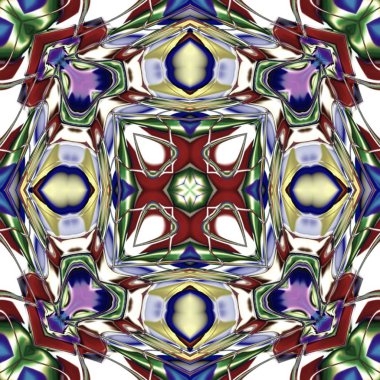 Benzersiz mandala, Oriental yuvarlak desen, mistik motifi, egzotik arka plan. Fantastik fraktal tasarım, geometrik doku parlayan renkli dijital sanat.