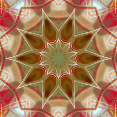 Benzersiz mandala, Oriental yuvarlak desen, mistik motifi, egzotik arka plan. Fantastik fraktal tasarım, geometrik doku parlayan renkli dijital sanat.