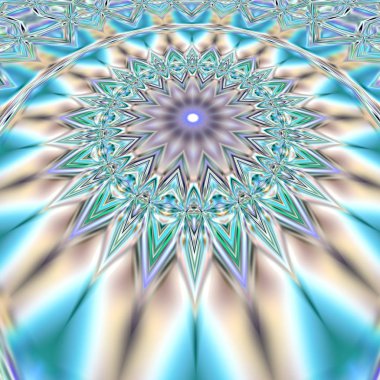 Benzersiz mandala, Oriental yuvarlak desen, mistik motifi, egzotik arka plan. Fantastik fraktal tasarım, geometrik doku parlayan renkli dijital sanat.
