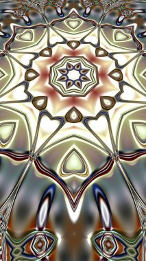 Benzersiz mandala, Oriental yuvarlak desen, mistik motifi, egzotik arka plan. Fantastik fraktal tasarım, geometrik doku parlayan renkli dijital sanat.