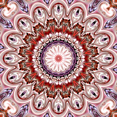 Benzersiz mandala, Oriental yuvarlak desen, mistik motifi, egzotik arka plan. Fantastik fraktal tasarım, geometrik doku parlayan renkli dijital sanat.