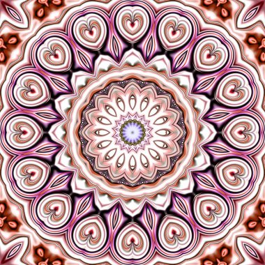 Benzersiz mandala, Oriental yuvarlak desen, mistik motifi, egzotik arka plan. Fantastik fraktal tasarım, geometrik doku parlayan renkli dijital sanat.