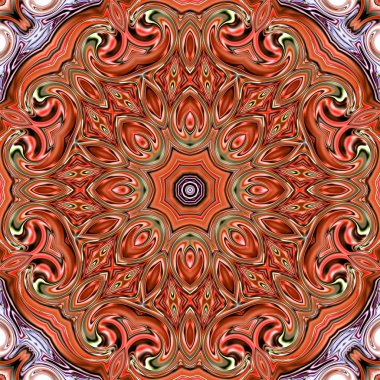 Benzersiz mandala, Oriental yuvarlak desen, mistik motifi, egzotik arka plan. Fantastik fraktal tasarım, geometrik doku parlayan renkli dijital sanat.