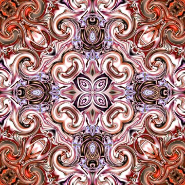 Benzersiz mandala, Oriental yuvarlak desen, mistik motifi, egzotik arka plan. Fantastik fraktal tasarım, geometrik doku parlayan renkli dijital sanat.