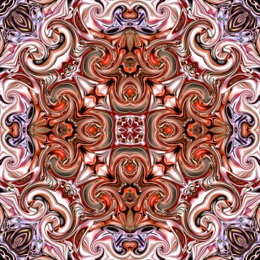 Benzersiz mandala, Oriental yuvarlak desen, mistik motifi, egzotik arka plan. Fantastik fraktal tasarım, geometrik doku parlayan renkli dijital sanat.