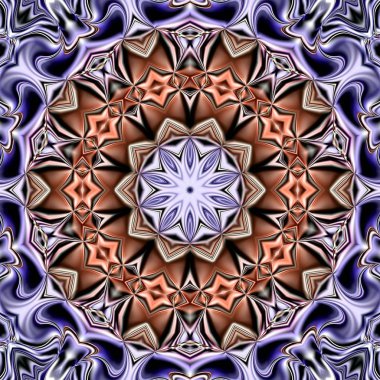 Benzersiz mandala, Oriental yuvarlak desen, mistik motifi, egzotik arka plan. Fantastik fraktal tasarım, geometrik doku parlayan renkli dijital sanat.