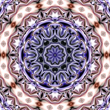 Benzersiz mandala, Oriental yuvarlak desen, mistik motifi, egzotik arka plan. Fantastik fraktal tasarım, geometrik doku parlayan renkli dijital sanat.