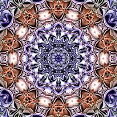 Benzersiz mandala, Oriental yuvarlak desen, mistik motifi, egzotik arka plan. Fantastik fraktal tasarım, geometrik doku parlayan renkli dijital sanat.