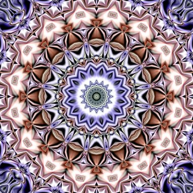 Benzersiz mandala, Oriental yuvarlak desen, mistik motifi, egzotik arka plan. Fantastik fraktal tasarım, geometrik doku parlayan renkli dijital sanat.