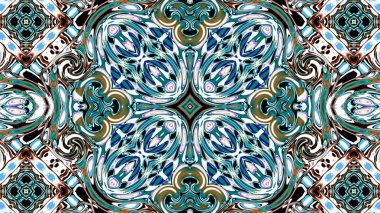 Benzersiz mandala, Oriental yuvarlak desen, mistik motifi, egzotik arka plan. Fantastik fraktal tasarım, geometrik doku parlayan renkli dijital sanat.