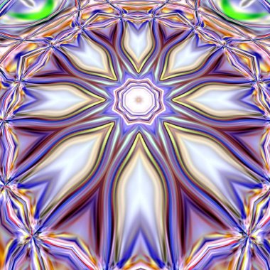 Benzersiz mandala, Oriental yuvarlak desen, mistik motifi, egzotik arka plan. Fantastik fraktal tasarım, geometrik doku parlayan renkli dijital sanat.