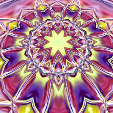 Benzersiz mandala, Oriental yuvarlak desen, mistik motifi, egzotik arka plan. Fantastik fraktal tasarım, geometrik doku parlayan renkli dijital sanat.