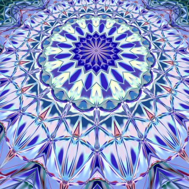 Benzersiz mandala, Oriental yuvarlak desen, mistik motifi, egzotik arka plan. Fantastik fraktal tasarım, geometrik doku parlayan renkli dijital sanat.