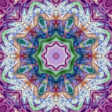 Benzersiz mandala, Oriental yuvarlak desen, mistik motifi, egzotik arka plan. Fantastik fraktal tasarım, geometrik doku parlayan renkli dijital sanat.