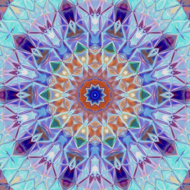 Benzersiz mandala, Oriental yuvarlak desen, mistik motifi, egzotik arka plan. Fantastik fraktal tasarım, geometrik doku parlayan renkli dijital sanat.