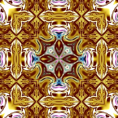 Benzersiz mandala, Oriental yuvarlak desen, mistik motifi, egzotik arka plan. Fantastik fraktal tasarım, geometrik doku parlayan renkli dijital sanat.