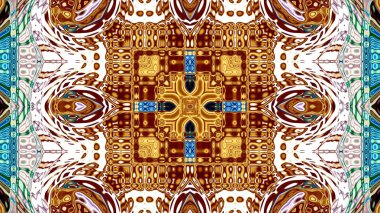 Benzersiz mandala, Oriental yuvarlak desen, mistik motifi, egzotik arka plan. Fantastik fraktal tasarım, geometrik doku parlayan renkli dijital sanat.