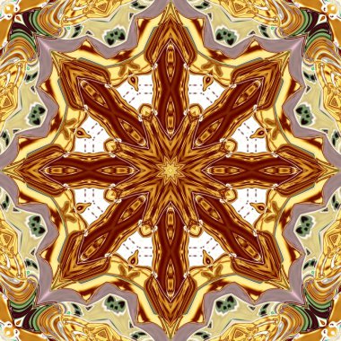 Benzersiz mandala, Oriental yuvarlak desen, mistik motifi, egzotik arka plan. Fantastik fraktal tasarım, geometrik doku parlayan renkli dijital sanat.