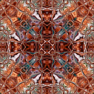 Benzersiz mandala, Oriental yuvarlak desen, mistik motifi, egzotik arka plan. Fantastik fraktal tasarım, geometrik doku parlayan renkli dijital sanat.