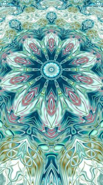 Benzersiz mandala, Oriental yuvarlak desen, mistik motifi, egzotik arka plan. Fantastik fraktal tasarım, geometrik doku parlayan renkli dijital sanat.