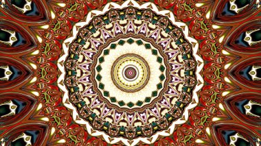 Benzersiz mandala, Oriental yuvarlak desen, mistik motifi, egzotik arka plan. Fantastik fraktal tasarım, geometrik doku parlayan renkli dijital sanat.