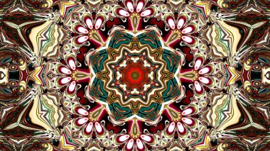 Benzersiz mandala, Oriental yuvarlak desen, mistik motifi, egzotik arka plan. Fantastik fraktal tasarım, geometrik doku parlayan renkli dijital sanat.