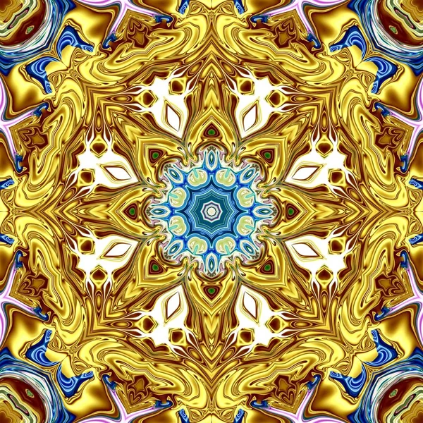 Benzersiz mandala, Oriental yuvarlak desen, mistik motifi, egzotik arka plan. Fantastik fraktal tasarım, geometrik doku parlayan renkli dijital sanat.