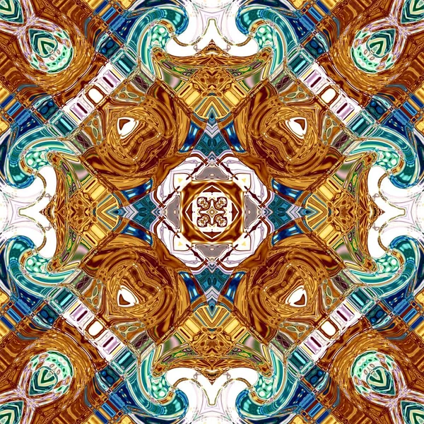 Benzersiz mandala, Oriental yuvarlak desen, mistik motifi, egzotik arka plan. Fantastik fraktal tasarım, geometrik doku parlayan renkli dijital sanat.