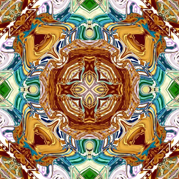 Benzersiz mandala, Oriental yuvarlak desen, mistik motifi, egzotik arka plan. Fantastik fraktal tasarım, geometrik doku parlayan renkli dijital sanat.