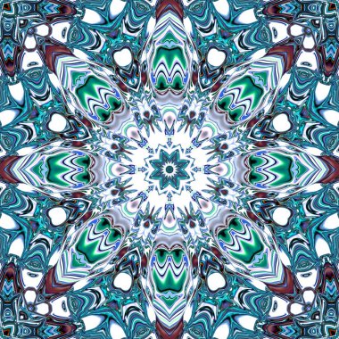 Benzersiz mandala, Oriental yuvarlak desen, mistik motifi, egzotik arka plan. Fantastik fraktal tasarım, geometrik doku parlayan renkli dijital sanat.