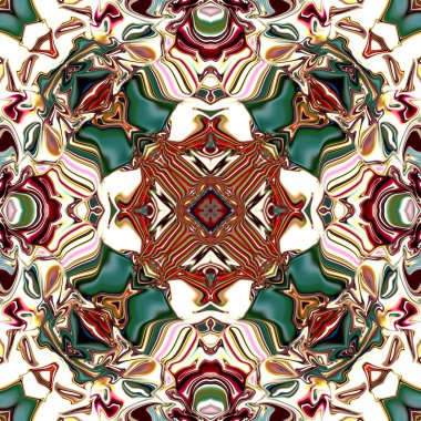 Benzersiz mandala, Oriental yuvarlak desen, mistik motifi, egzotik arka plan. Fantastik fraktal tasarım, geometrik doku parlayan renkli dijital sanat.