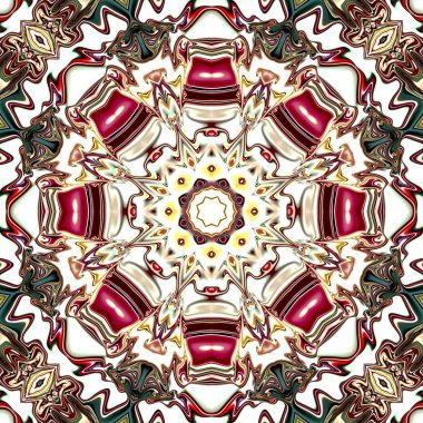 Benzersiz mandala, Oriental yuvarlak desen, mistik motifi, egzotik arka plan. Fantastik fraktal tasarım, geometrik doku parlayan renkli dijital sanat.