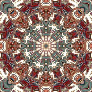 Benzersiz mandala, Oriental yuvarlak desen, mistik motifi, egzotik arka plan. Fantastik fraktal tasarım, geometrik doku parlayan renkli dijital sanat.