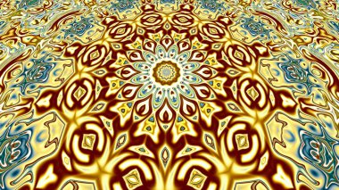 Benzersiz mandala, Oriental yuvarlak desen, mistik motifi, egzotik arka plan. Fantastik fraktal tasarım, geometrik doku parlayan renkli dijital sanat.