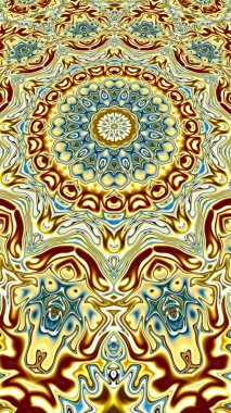 Benzersiz mandala, Oriental yuvarlak desen, mistik motifi, egzotik arka plan. Fantastik fraktal tasarım, geometrik doku parlayan renkli dijital sanat.