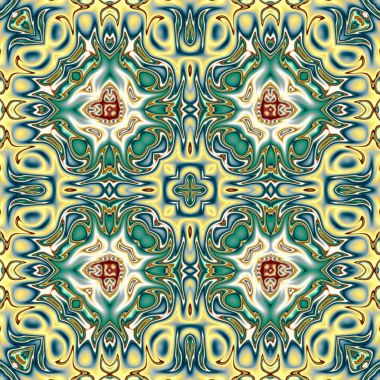 Benzersiz mandala, Oriental yuvarlak desen, mistik motifi, egzotik arka plan. Fantastik fraktal tasarım, geometrik doku parlayan renkli dijital sanat.