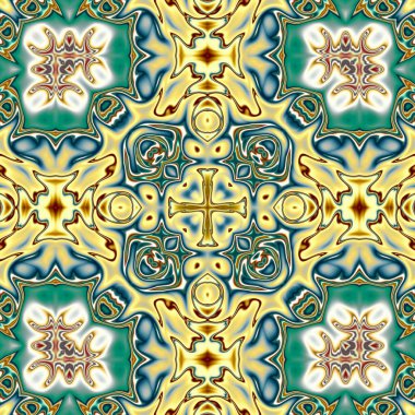 Benzersiz mandala, Oriental yuvarlak desen, mistik motifi, egzotik arka plan. Fantastik fraktal tasarım, geometrik doku parlayan renkli dijital sanat.