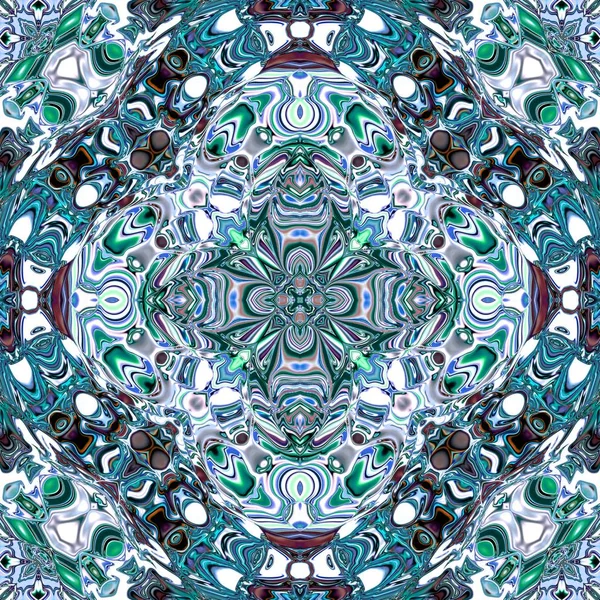 Benzersiz mandala, Oriental yuvarlak desen, mistik motifi, egzotik arka plan. Fantastik fraktal tasarım, geometrik doku parlayan renkli dijital sanat.