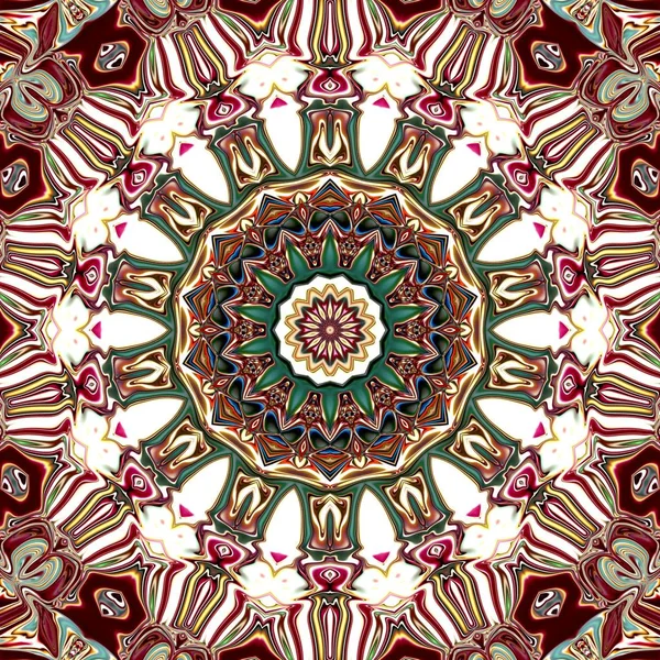 Benzersiz mandala, Oriental yuvarlak desen, mistik motifi, egzotik arka plan. Fantastik fraktal tasarım, geometrik doku parlayan renkli dijital sanat.