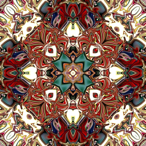 Benzersiz mandala, Oriental yuvarlak desen, mistik motifi, egzotik arka plan. Fantastik fraktal tasarım, geometrik doku parlayan renkli dijital sanat.